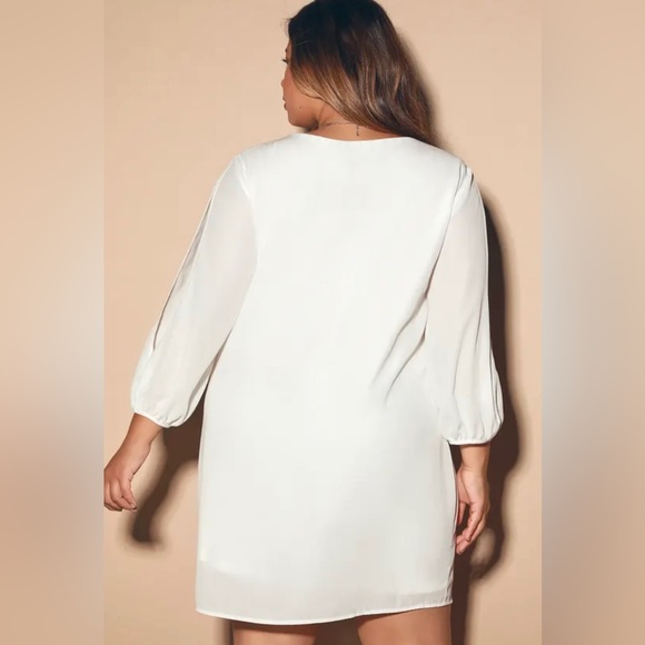 Lulu’s White Split Sleeve Swing Dress Size XL NWT - Picture 4 of 8